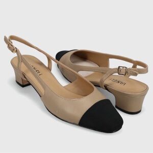 Vaneli Women's Tan/Black Slingback Flats 9 Business Casual Classic Contemporary